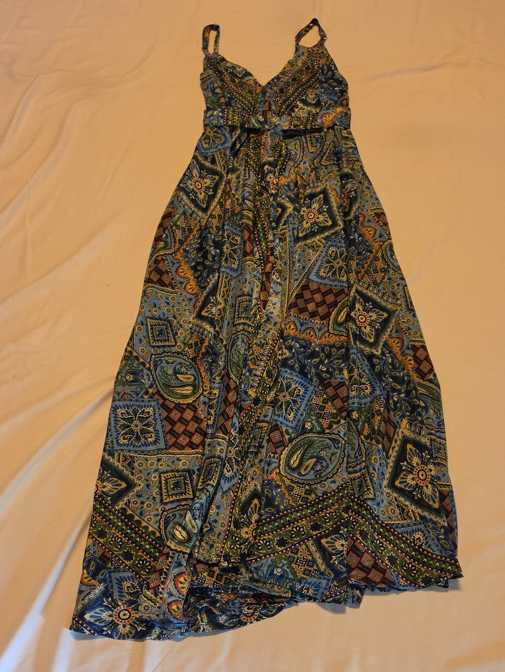 Advance Apparels Blue Paisley & Patchwork Maxi Dress